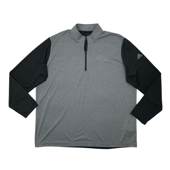 Adidas Top Mens 2XL Black Iron Lightweight UPF Layering Golf Half Zip Mock Neck - Picture 1 of 10